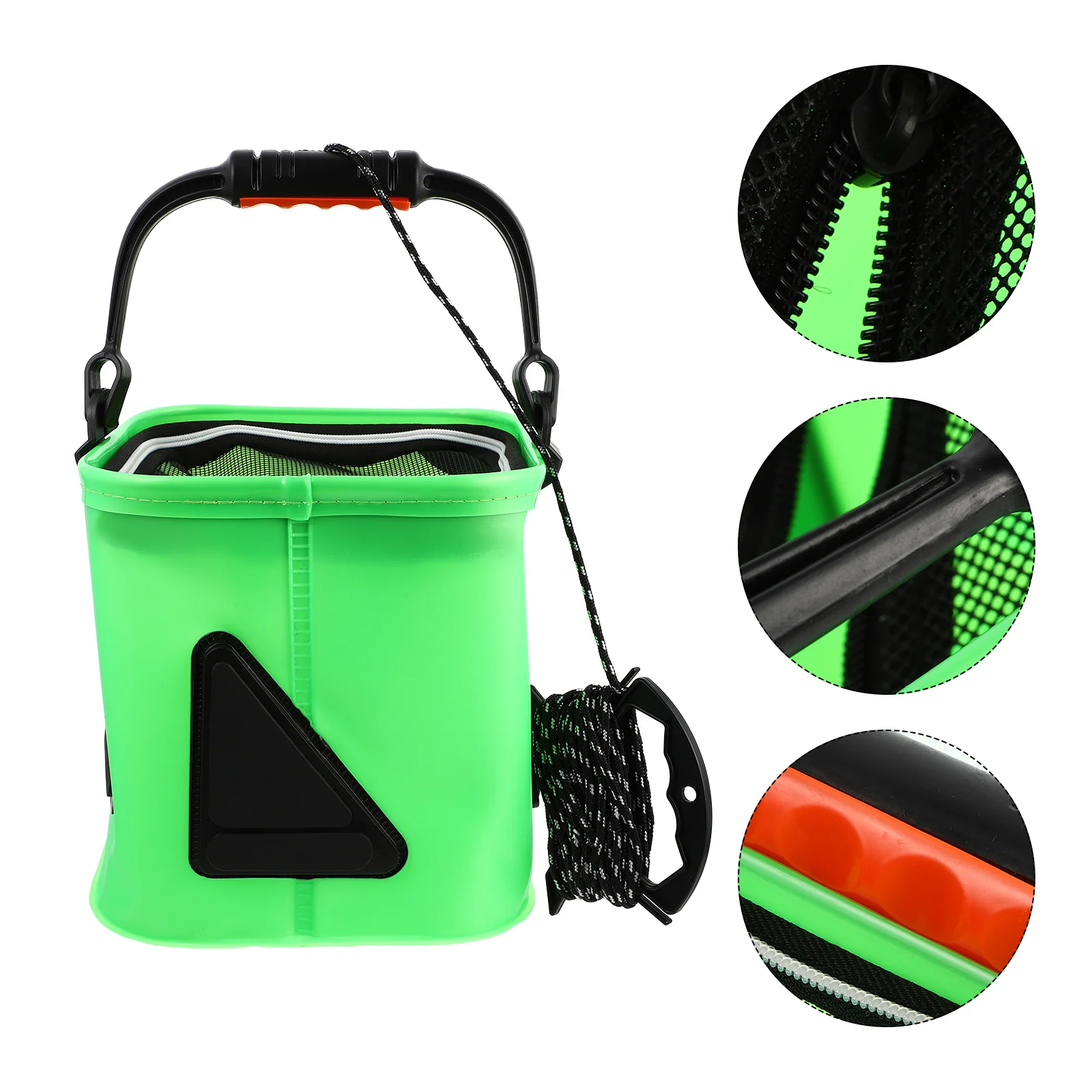 

Fishing Bucket With Net Cover Eva Thickened Waterproof Foldable Water Pail For Live Bait Storage Portable Fishing Supply