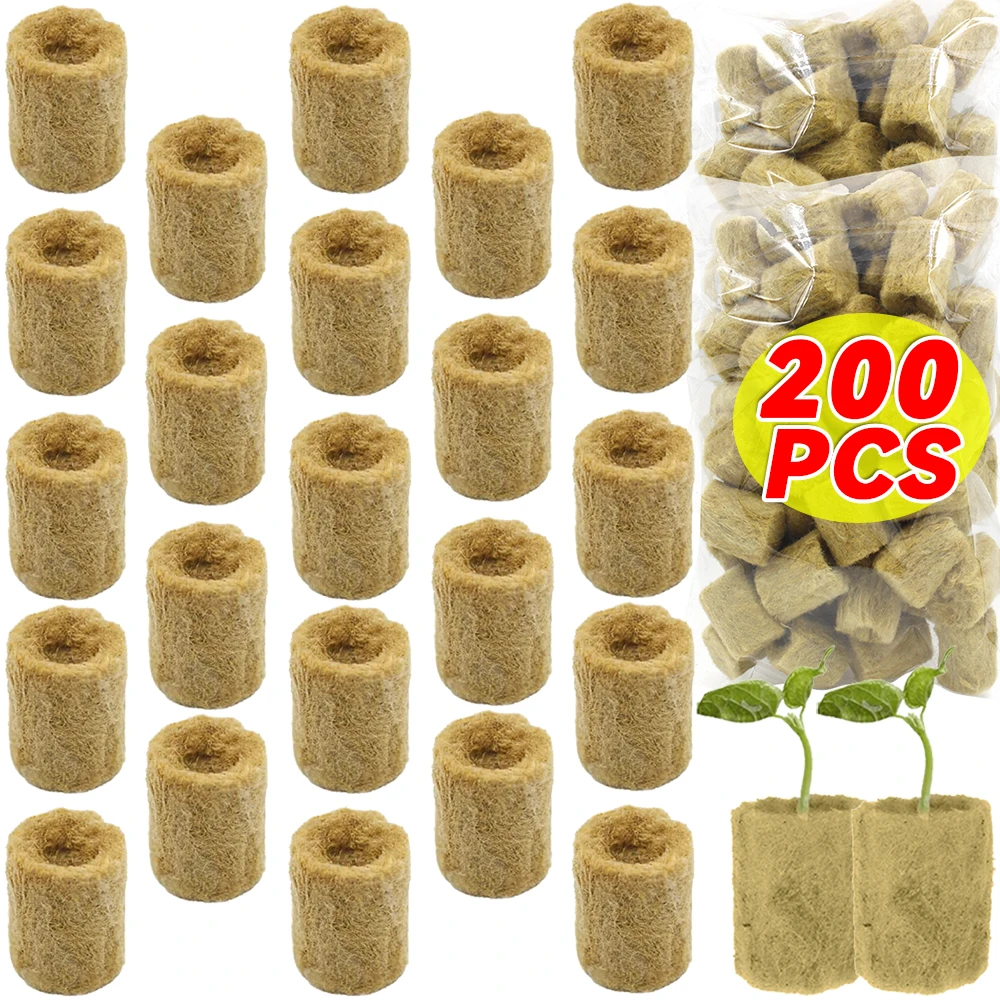 10/200PCS Round Rock Wool Starter Plugs Garden Seedling Grow Plug Planting Block Soilless Substrate Pots Hydroponics Cuttings