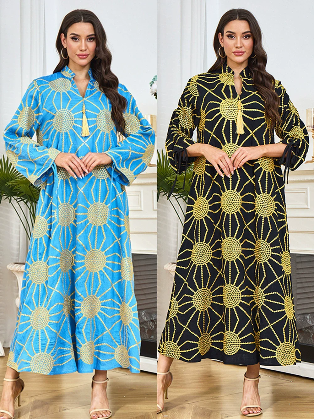 

Middle East Dubai Saudi Arabia Women's Dubai Robe Bead Pendant Muslim Luxury Fashion Islamic Ramadan Dress Abaya