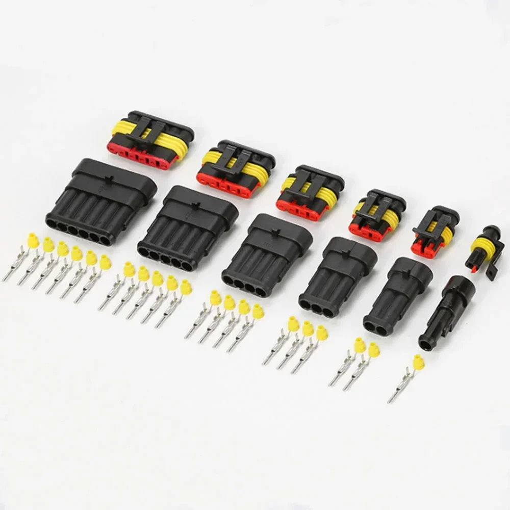 1P/2P/3P/4P/5P/6P Pin Way AMP Female Male Super Seal Waterproof Electrical Wire Connector Plug  For Car Auto Pack of 10