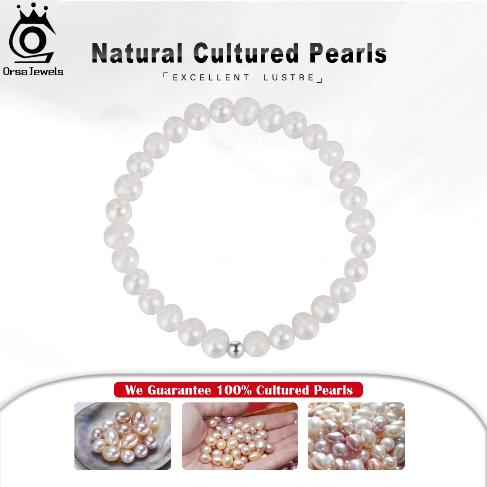 ORSA Trang Sức Vòng Tay Ngọc Trai Thiên Nhiên Cho Phụ Nữ Vàng 14K Nữ Bạc 925 Vòng Tay Cô Dâu Đảng Hứa Ngọc Trai Trang Sức GPB11