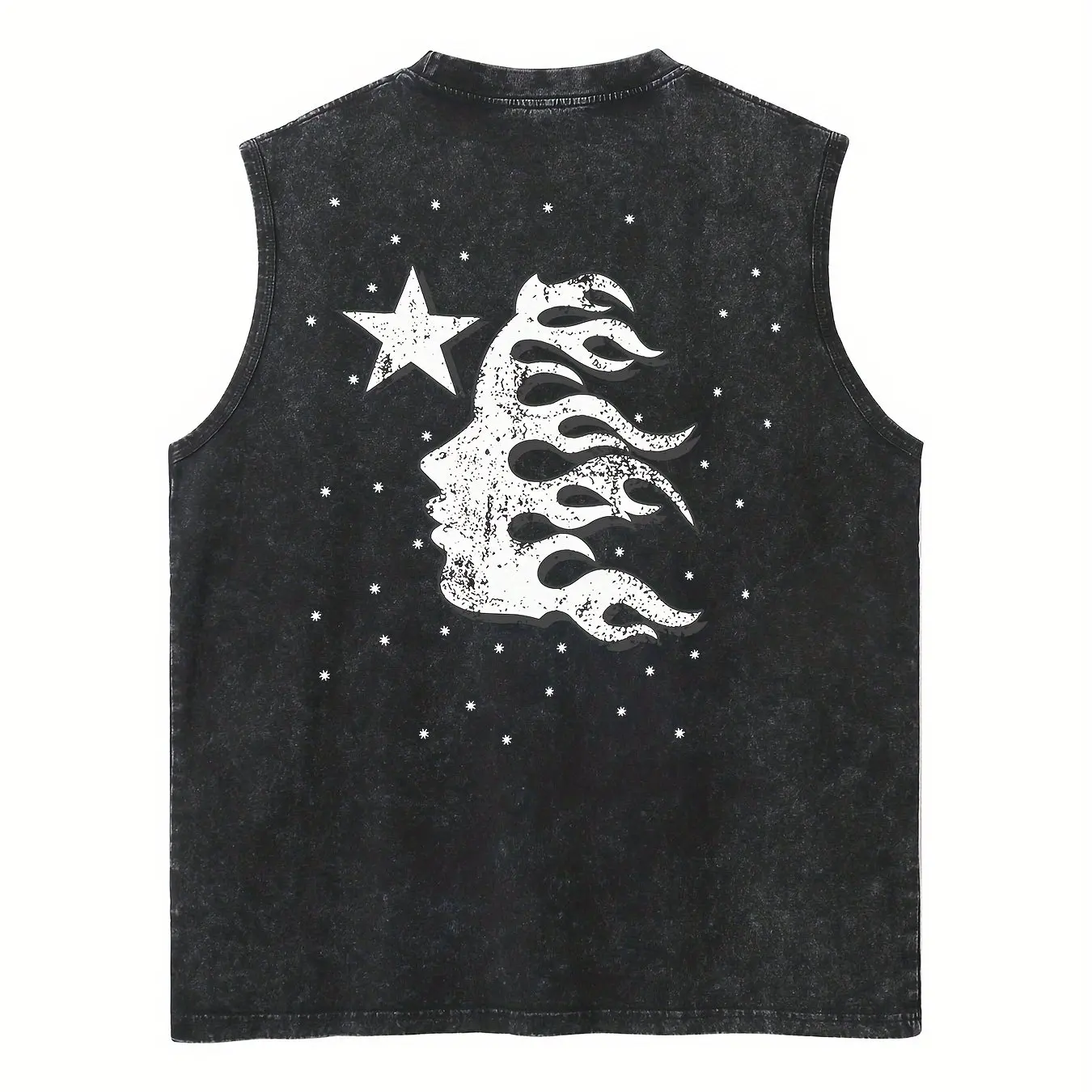 

Men's Sleeveless Vest T-shirt Retro Washed Old T-shirt Casual Loose Printing Pattern T-shirt Suitable for Daily Wear