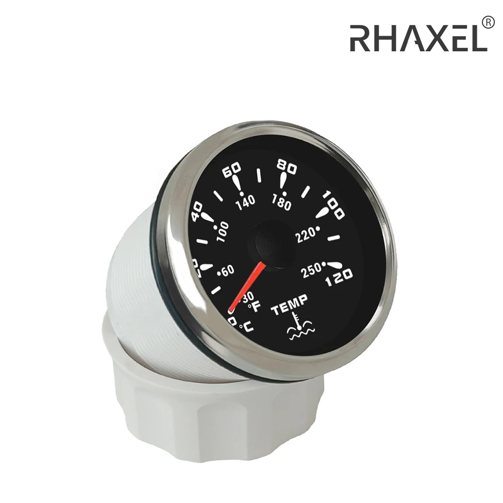 RHAXEL Car Truck UTV Boat 52mm Water Gauge Temperature Indicator with 7 Colors Backlight 12V 24V Waterproof