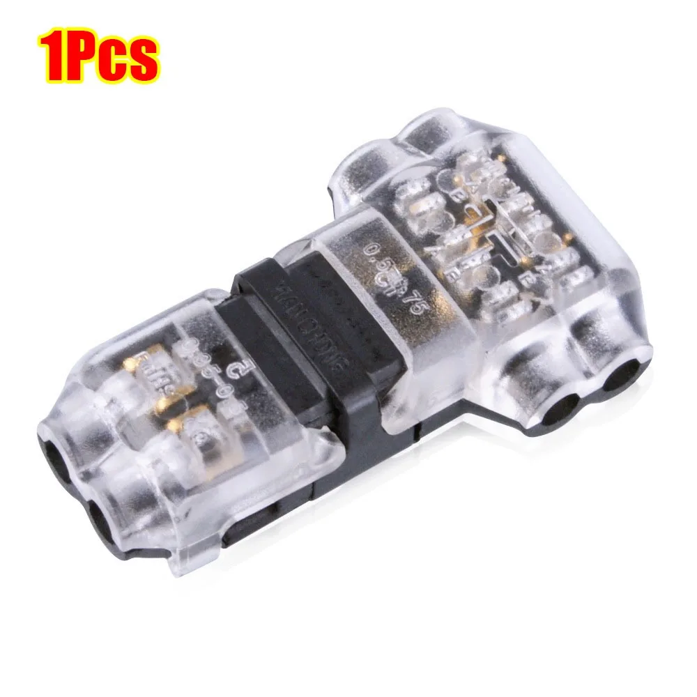 1/5Pcs T Type Pluggable Wire Connector Low Voltage Quick Splice Electrical Cable Crimp 2 Pin No Stripping Terminal Clamp