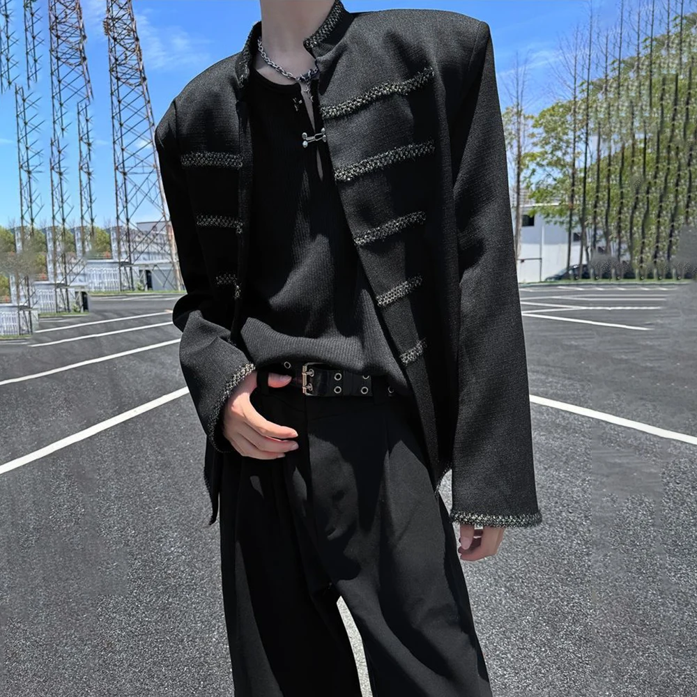 Mens Jacket Woven Casual Jacket Palace Style Fashion Streetwear Versatile Youth Campus Trend Long Sleeve Top Men'S Clothing 2024