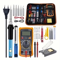 19pcs/set 60W Soldering Iron 220V Adjustable Temperature Electric Soldering Iron Kit With Digital Multimeter Soldering Tips