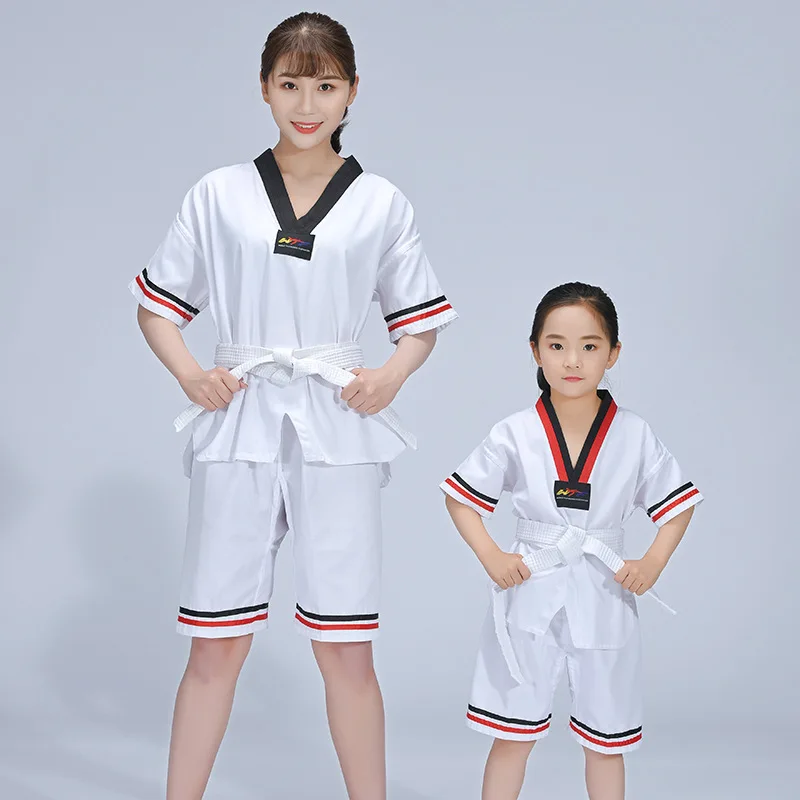 Taekwondo Training Suit WTF Karate Judo Polyester Cotton Pure Cotton Clothing Children Adult Unisex Short/Long Sleeve Uniform