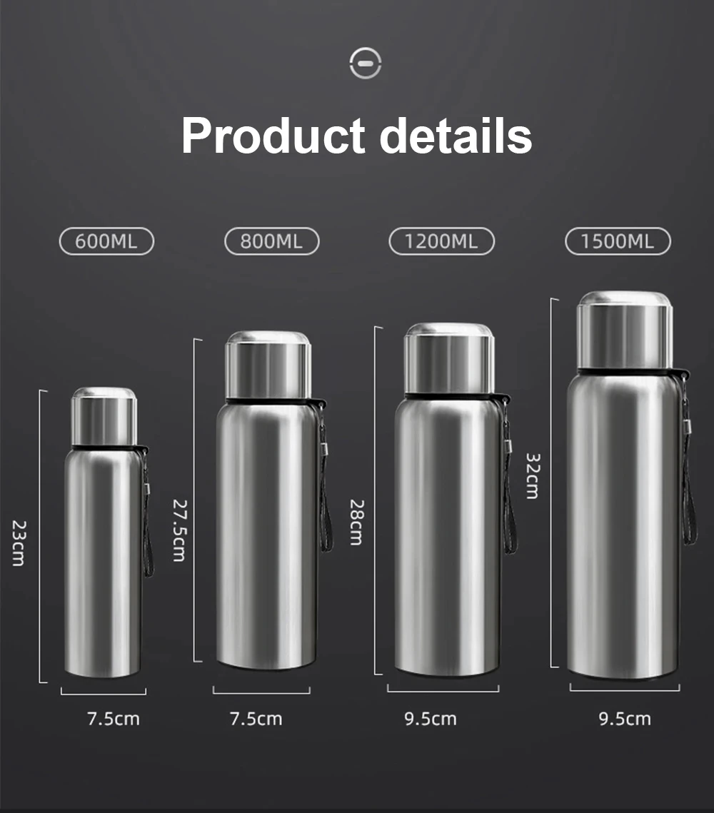 600-1500ml 316 Stainless Steel Thermos Bottle LED Temperature Display Thermal Mug Vacuum Flask Water Bottle For Outdoor Camping