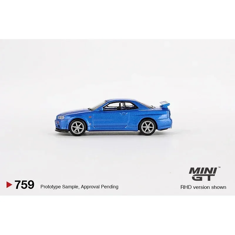 

MINIGT 759 1:64 Skyline GTR R34 V SPEC Bayside Blue Diecast Diorama Model CollectionToys