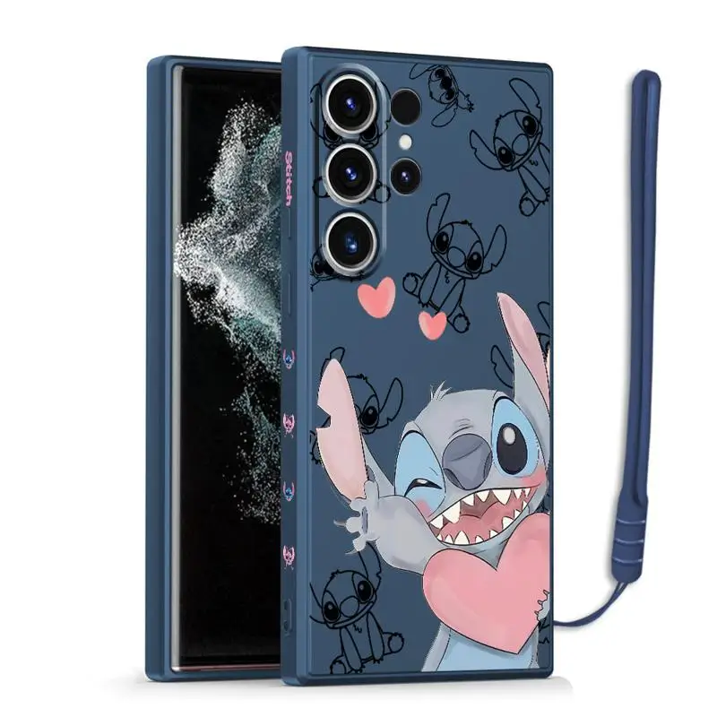 Disney Angle Stitch Square Liquid Silicone Phone Case for Samsung Galaxy S24 Ultra S23 S20 S21 Plus S22 Ultra S20 FE Soft