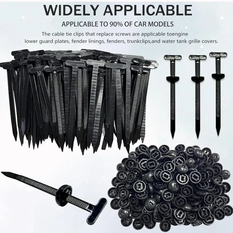 Universal Nylon Cable Ties Buckle Replaceable Auto Fenders Guard Panel Zip Ties with Pin Button Car Daily Repair Fastening Strap