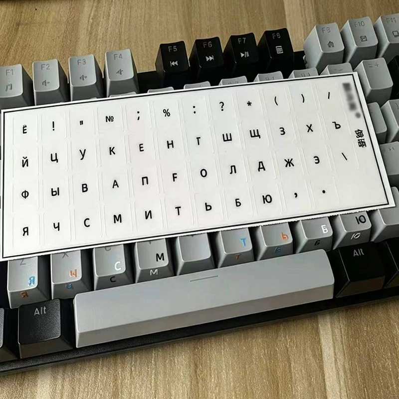 Transferaufkleber, Abziehfolie, Aufkleber mit Worten, russische Tastaturaufkleber für den Desktop, universelle Aufkleber, Tastenaufkleber, Tastaturaufkleber