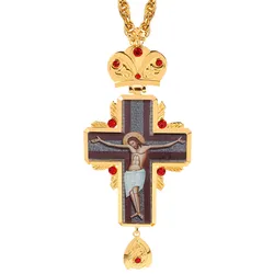 Croce pettorale in oro chiesa cristiana colden sacerdote crocifisso regalo battesimo emisso icone religiose pendente pendente collane lunghe