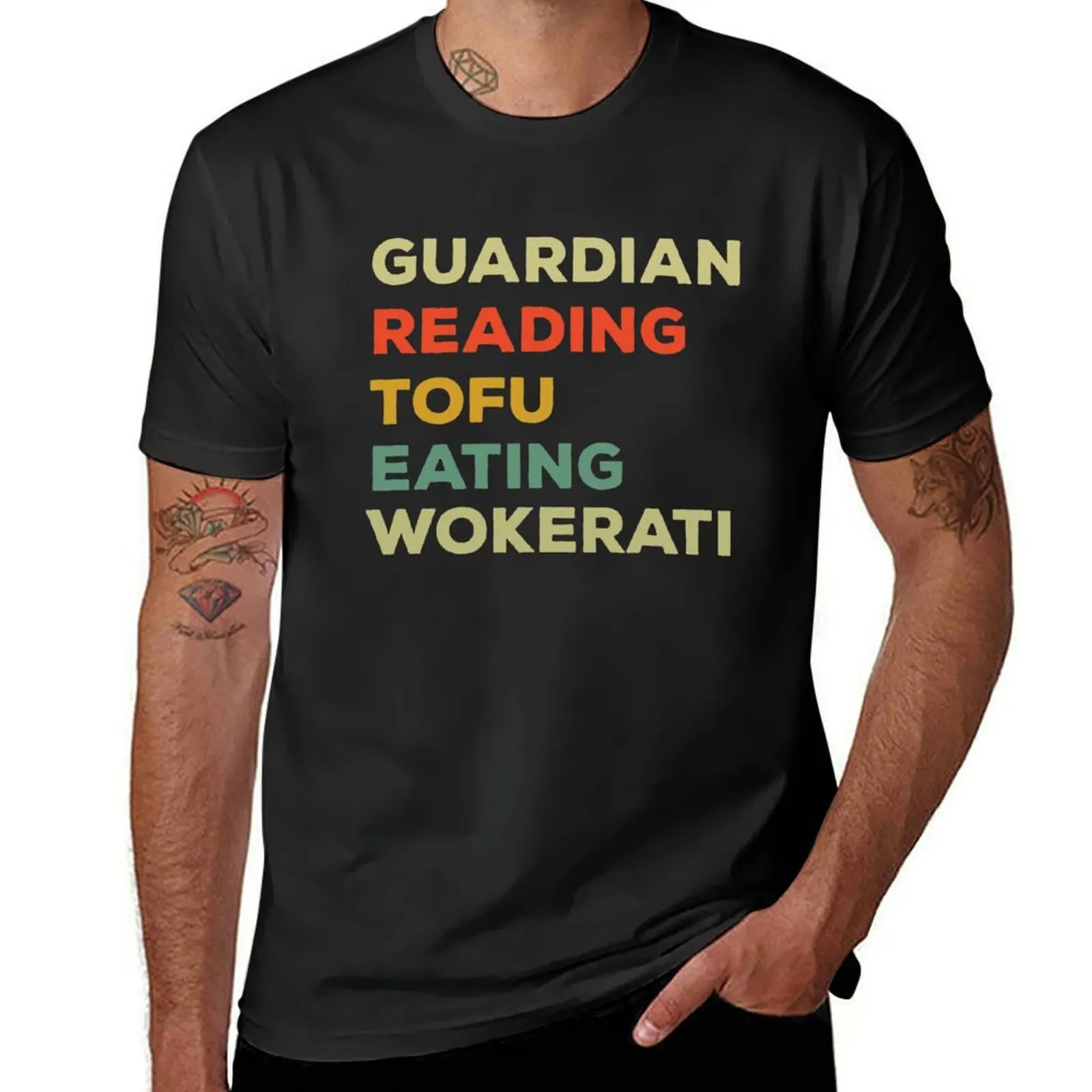 Guardian Reading Tofu Eating Wokerati T-Shirt shirts graphic tees funnys graphics summer clothes plain white t shirts men