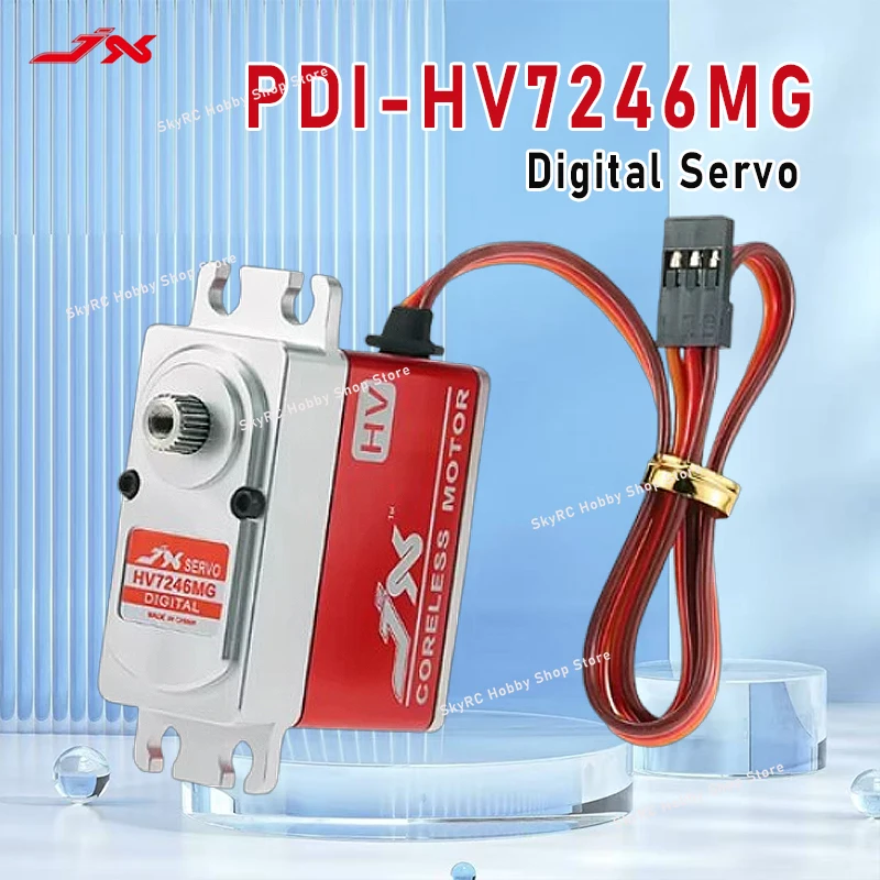 

JX Servo PDI-HV7246MG Цифровой сервопривод — крутящий момент 46 кг, высокое напряжение 6-7,4 В, стальная шестерня, без сердечника