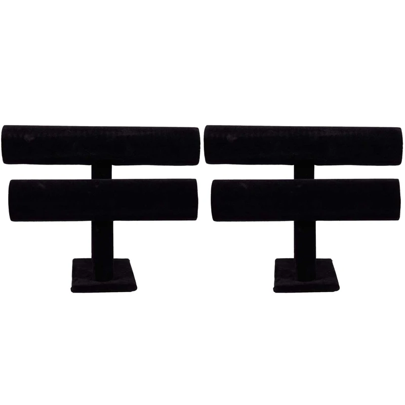 

2X 2-Tier Bangle Bracelet Display Holder T-Bar Stand Black