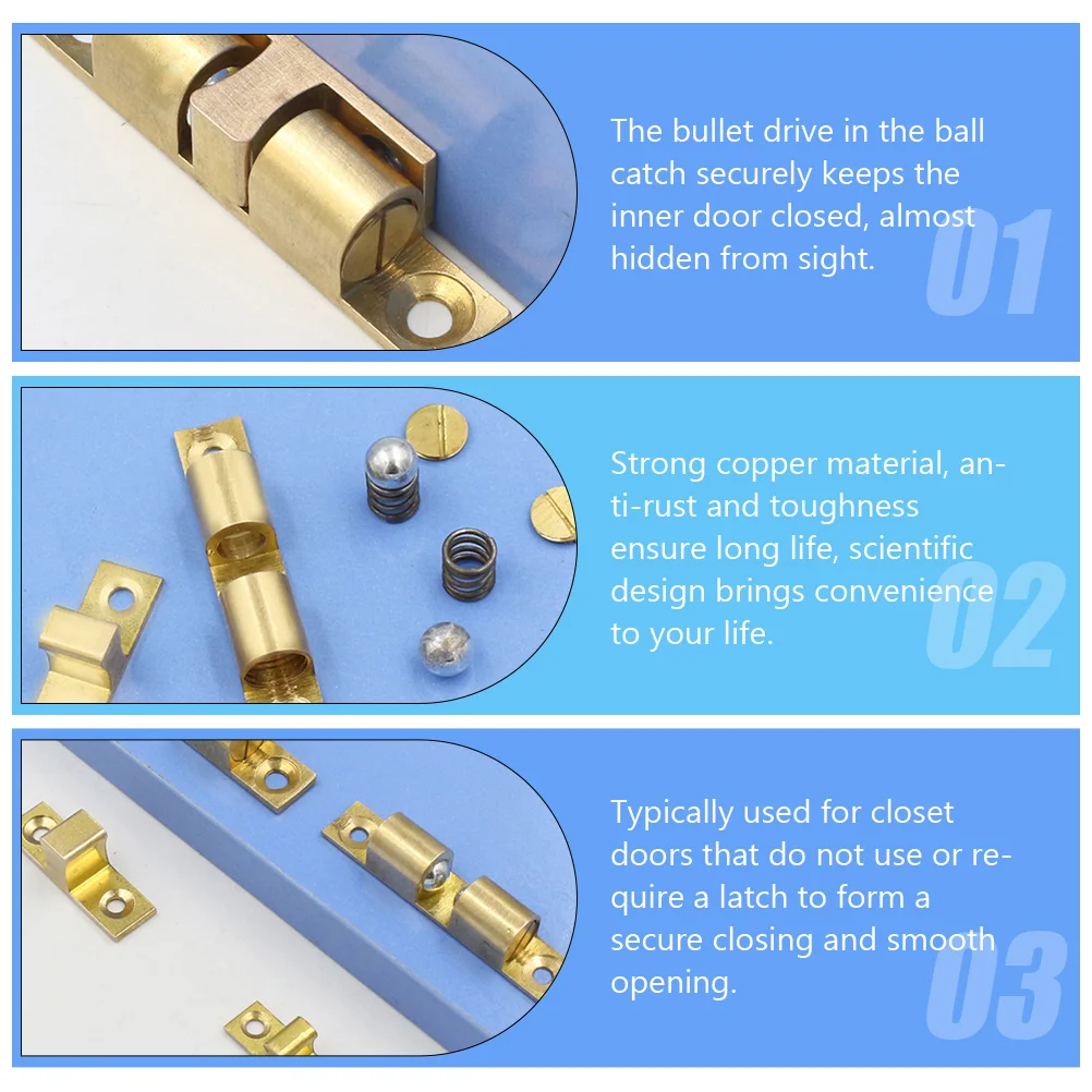 

2pcs Strong Copper Ball Catch Rustproof Tension Latch Hidden Door Suction Closet Cabinet Lock for Wardrobe