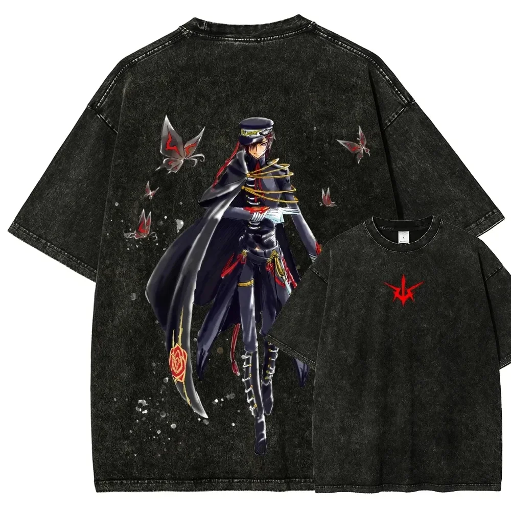 My Dress-Up Darling Kitagawa Marin T-Shirt Vintage Washed Kawaii Anime Grafik Unisex Oversized Rundhals Baumwoll-Kurzarmshirt