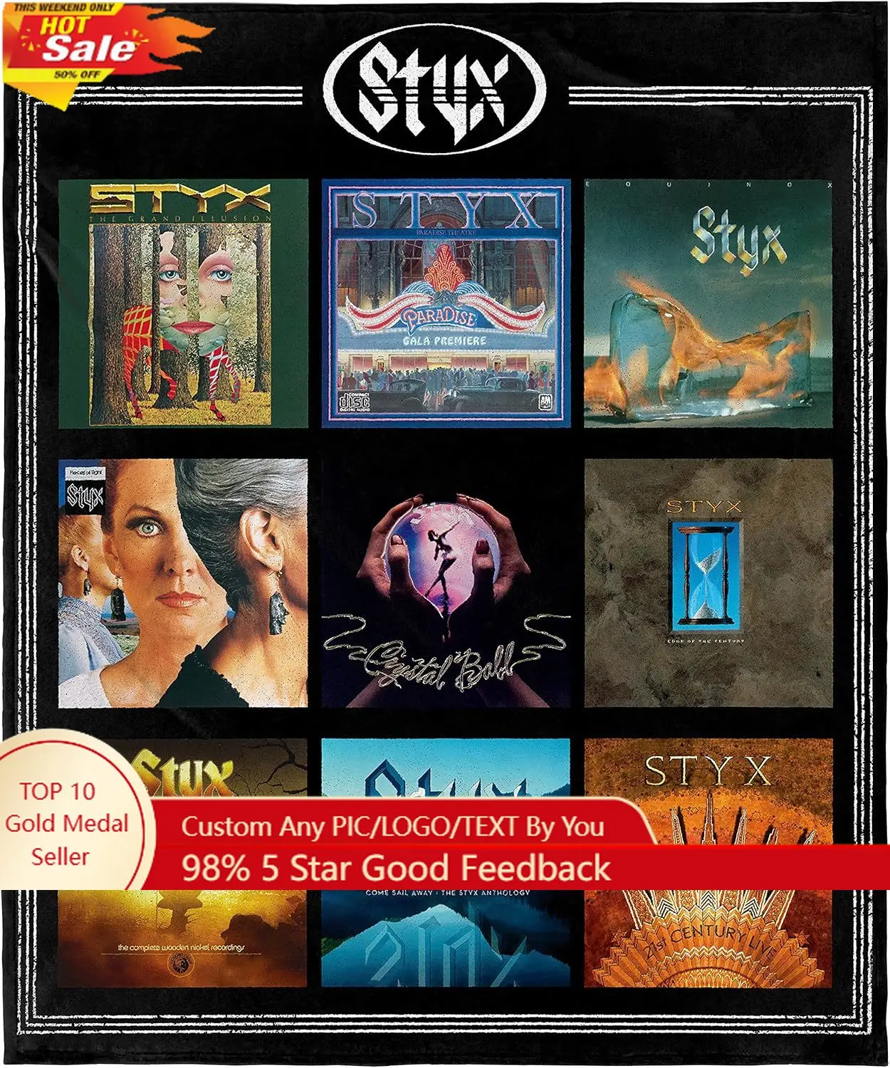 

INTIMO Styx Blanket Album Collection Rock and Roll Music Band Super Soft Fleece Throw Blanket Custom blankets