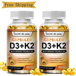 Secret De Peau Organic Vegan Vitamin D3K2 Capsule Strong Bone Regulate Calcium Metabolism Prevent Fractures Promote Health Heart