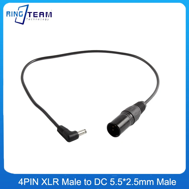 

Power Cable 4Pin XLR Male to 5.5*2.5mm DC Plug Right Angle For Blackmagic Design Cameras
