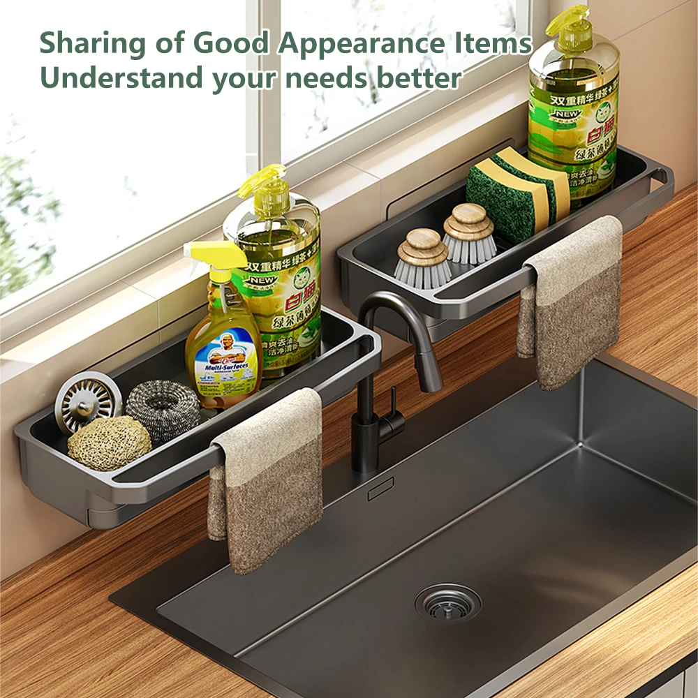 Kitchen Sink Organizer Drain Rack Self-draining Shelf Sponge Holder Dishcloth Faucet Storage Soap Drainer Kitchen Accessories