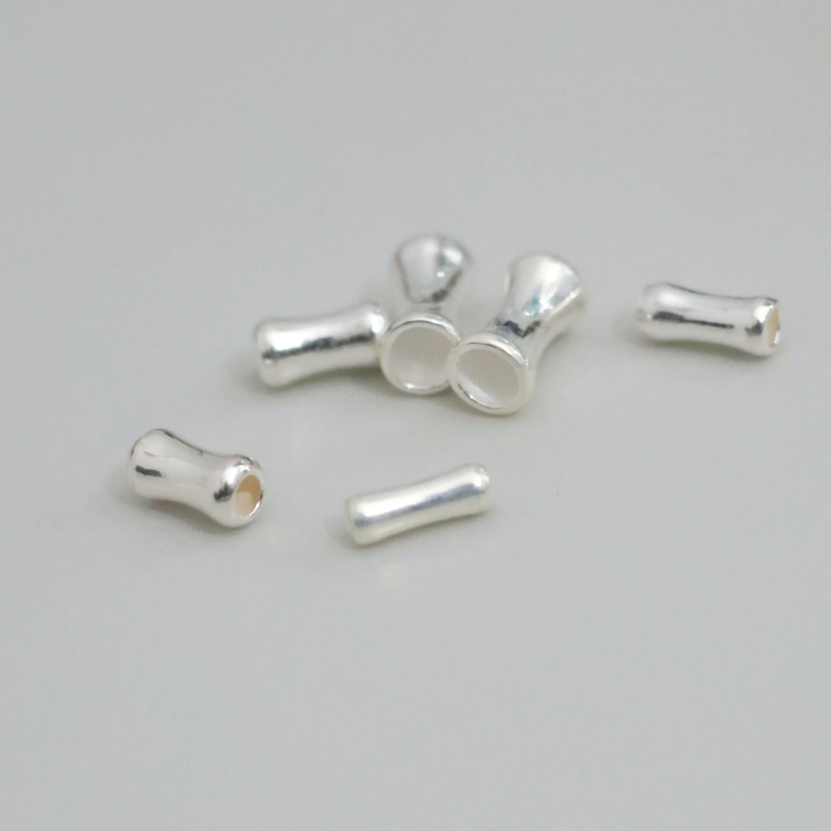 5pcs 100% Solid 925 Sterling Silver Bamboo Joint Spacer Beads for DIY Bracelet Necklace Making Fine Jewelry Finding  JQ0031
