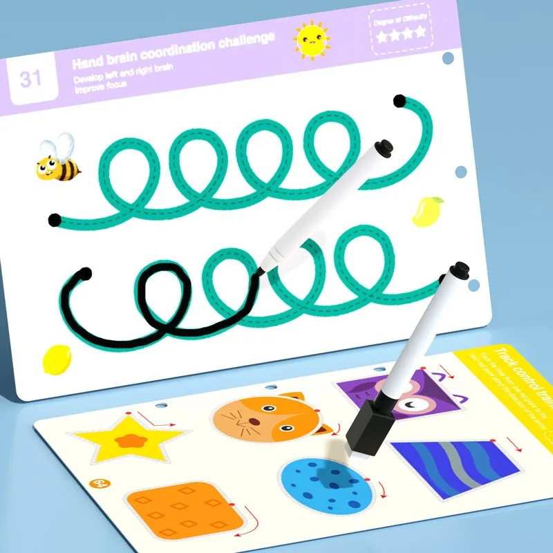 

Книги Монтессори, тренировка с управлением ручкой, 32/48/64 страниц, рабочая тетрадь для отслеживания, тетрадь для многоразовой каллиграфии