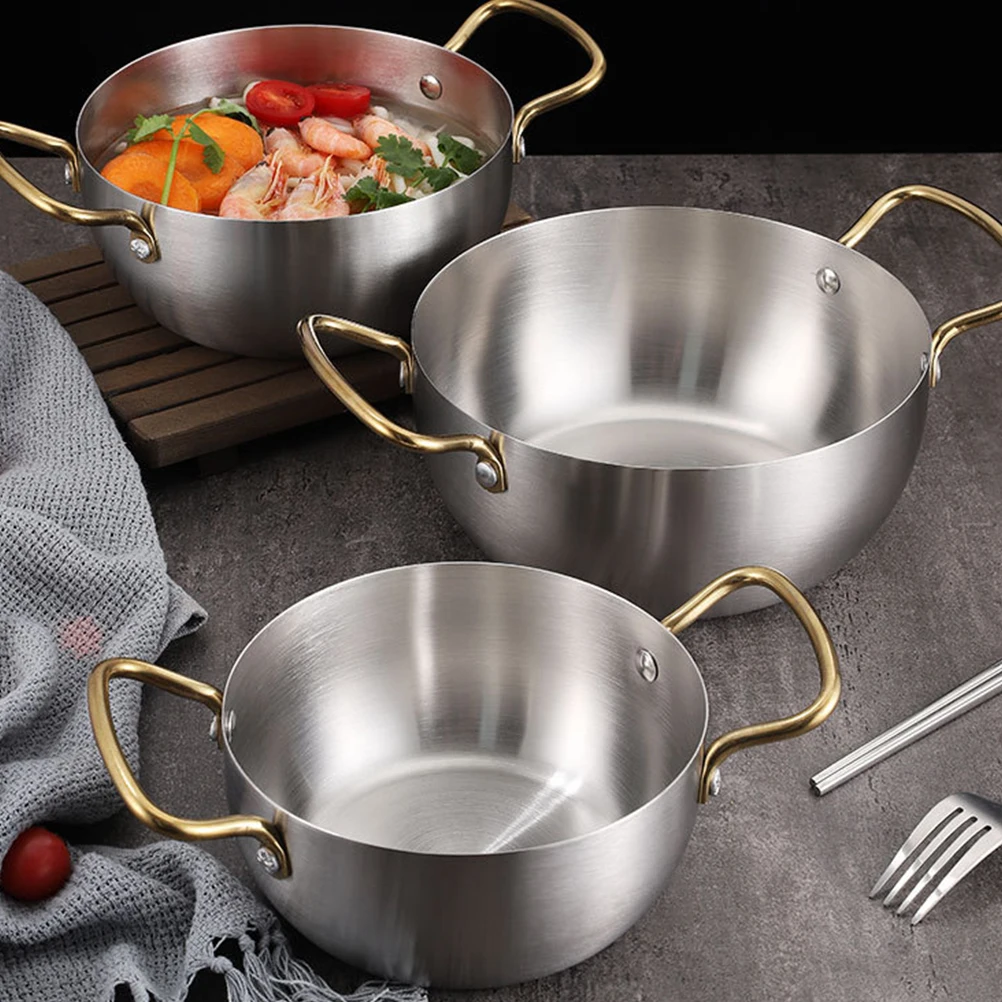 

1Pc Corrosion Resistant Stainless Steel Seafood Pot Korean Ramen Cooking Noodle Steamer with Easy Grip Handle
