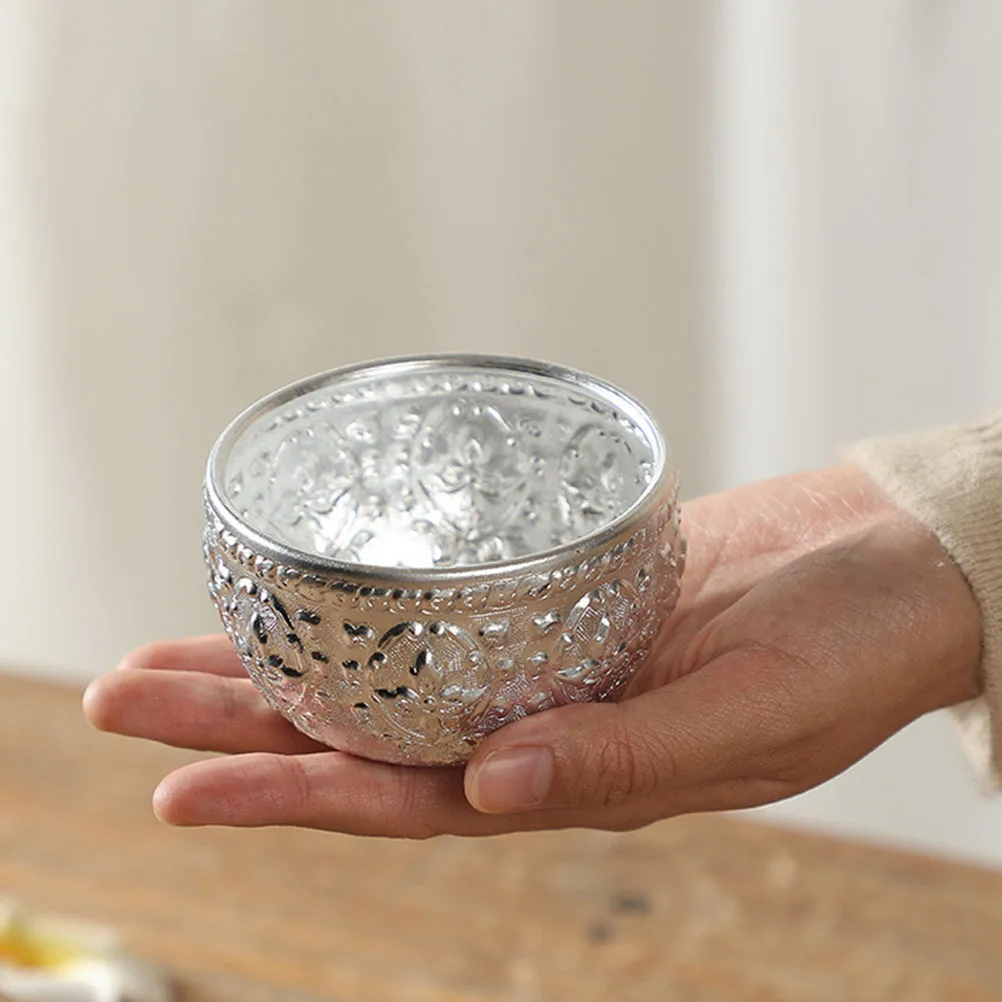 

Tin Bowl 8cm Carved Thai Style Water Spa Essential Oil Bowl for Beauty Salons Massage Containers Smooth Surface Kitchen Barware