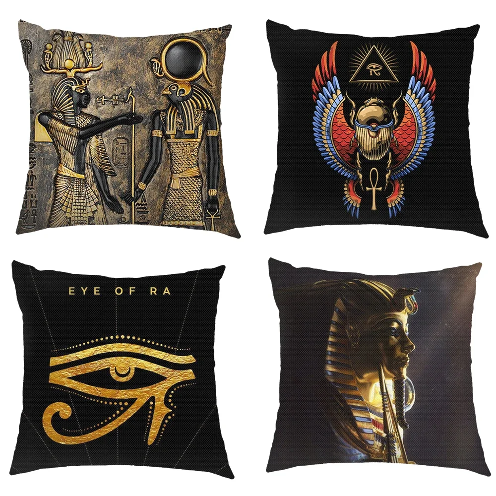 Ancient Egyptian Art Cushion Covers Egypt Pharaoh Anubis Pillowcase Eye of Horus Eye of Horus Sofa Pillow Covers for Living Room