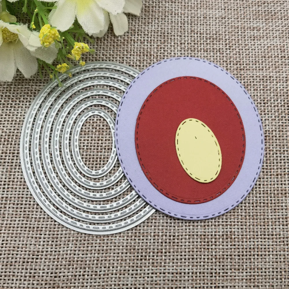 6pcs Oval Metal Cutting Dies Stencil DIY Scrapbooking Embossing Paper Card Album Decorative Craft