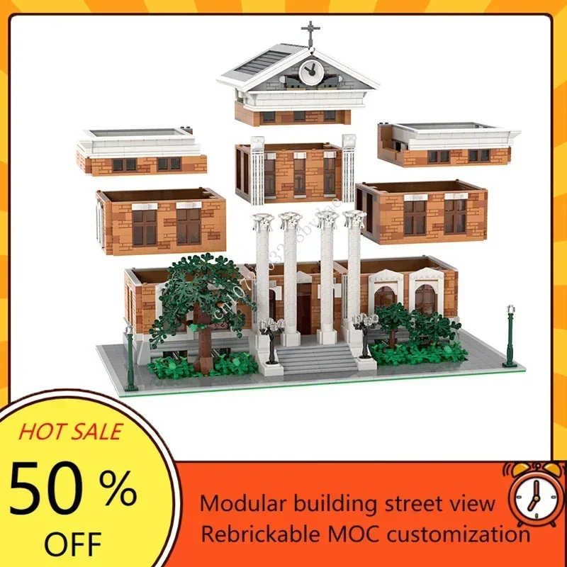 MOC Architecture Bell House Back to the Future Modular Clock Tower Building Blocks Time Skyline Bricks Toy For Children Birthday