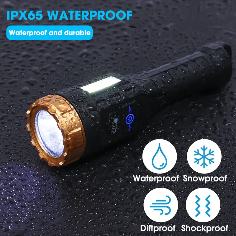 High power led flashlights USB Rechargeable Flashlight Self Defense Waterproof Torch For Outdoor Camping Fishing Hiking Hunting