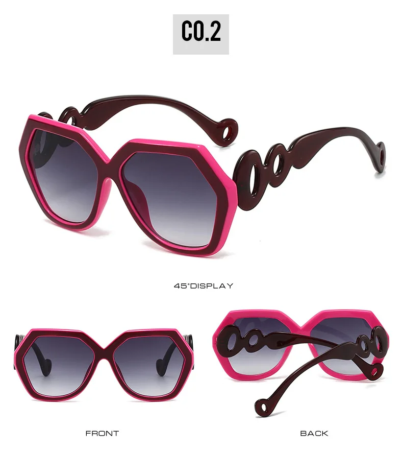 2025 Hexagon Frauen Sonnenbrille Marke Designer Farbe Patchwork Aushöhlen Kreis Elegante Reise Damen Sonnenbrille Retro – Detail 8