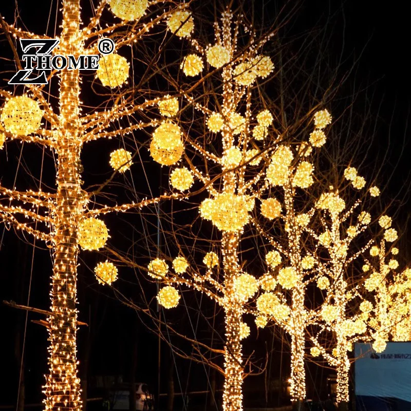 New Year 20CM Hanging Light LED Light Multiple Colors Rattan Ball Fairy Light String Waterproof Garden Holiday Gift
