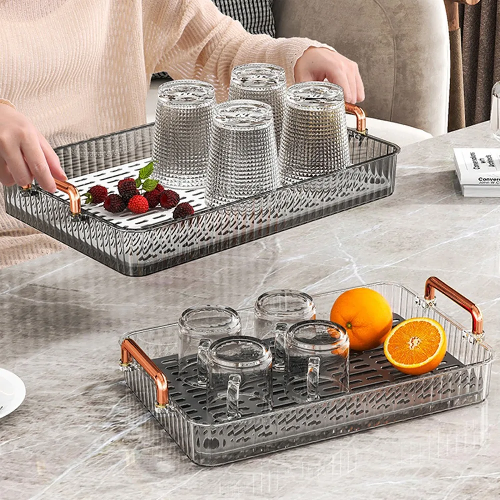 Large Capacity Water Drainage Tea Tray Drip Tray Design Compact Lightweight Rectangular Cup Drain Board Plastic Material