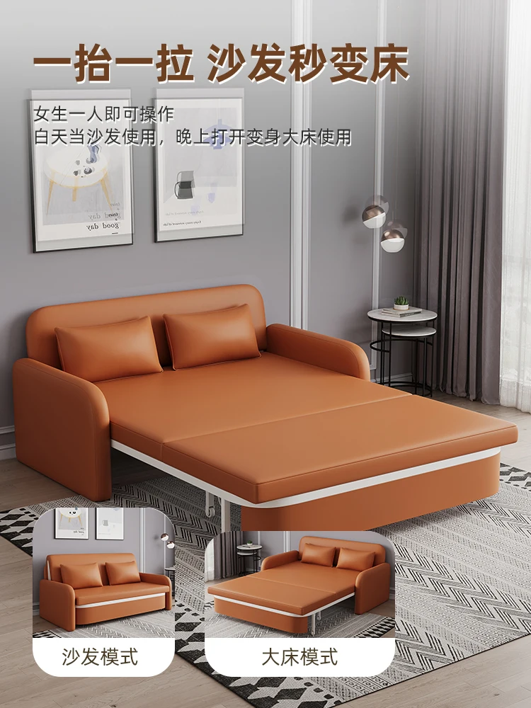 Sofa bed, small unit design, internet famous, two person foldable, dual-purpose, multi-functional sofa, living room can be used