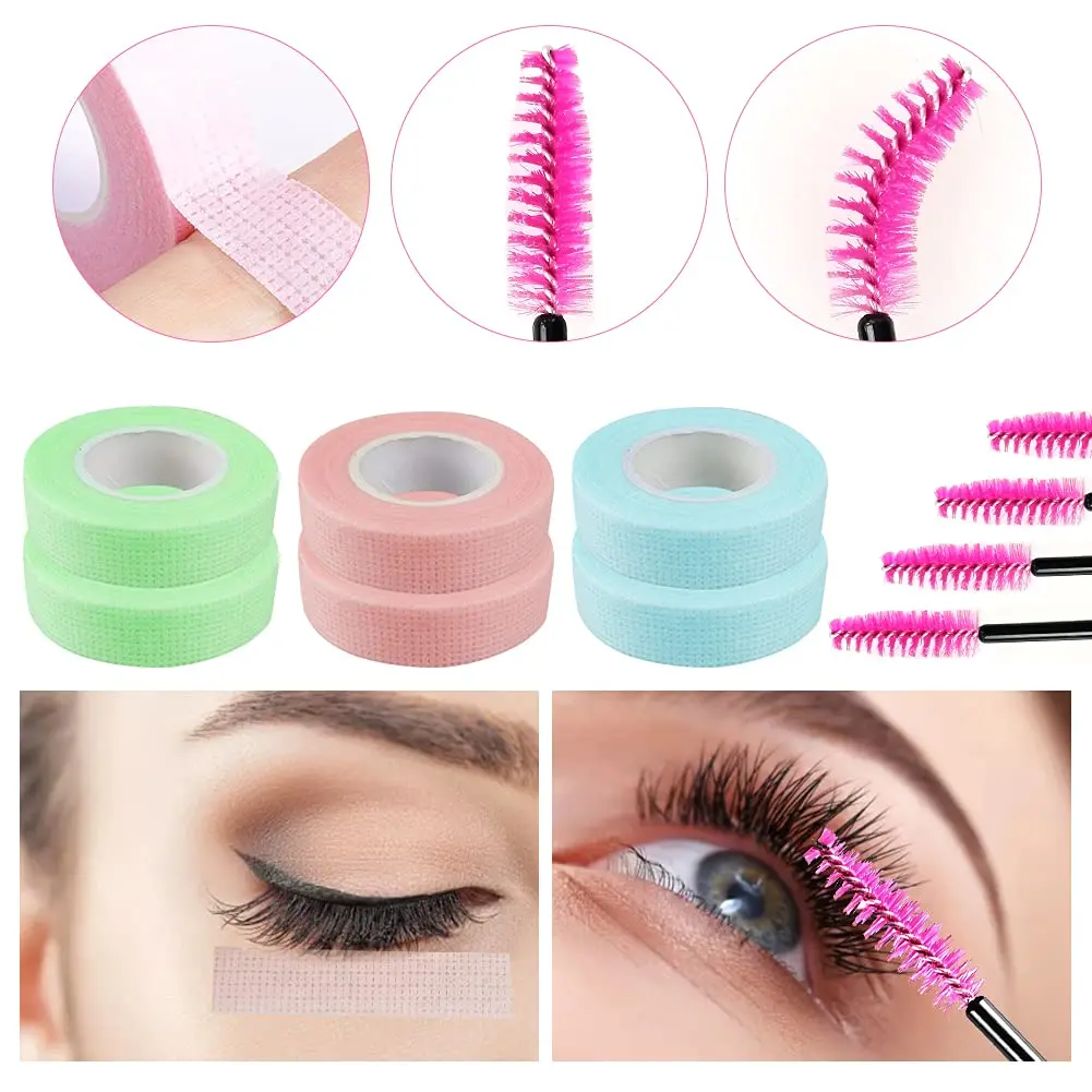 Pincettes d'extension de cils en plastique, brosse à Mascara jetable, baguettes applicatrices, bandes de cils respirantes