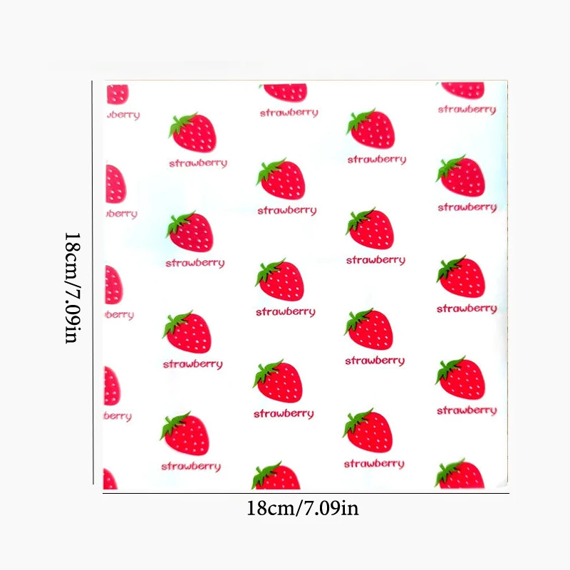 NEW 50Pcs Food Grade Baking Wax Paper Strawberry & Floral Patterned Paper Squares Non-Stick Cake Burger Chips Wrapping Papers