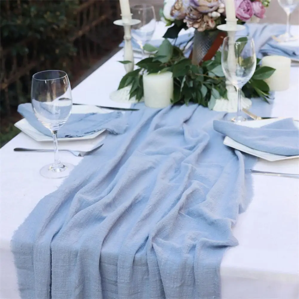 Solid Color Cotton Table Runner Rustic Cotton Table Runner with Fringed Edges Solid Color Farmhouse Dining Table Decor Wedding
