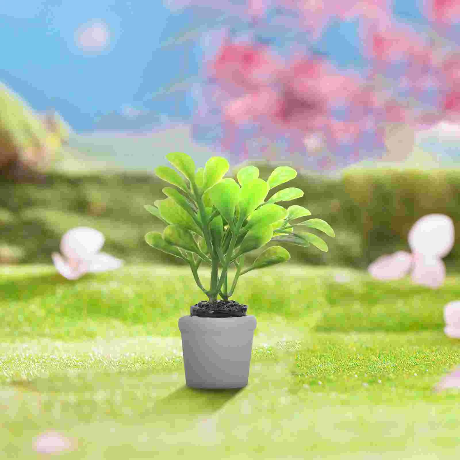 Decorate House Small Green Plants Artificial Indoor Plastic Miniature Potted