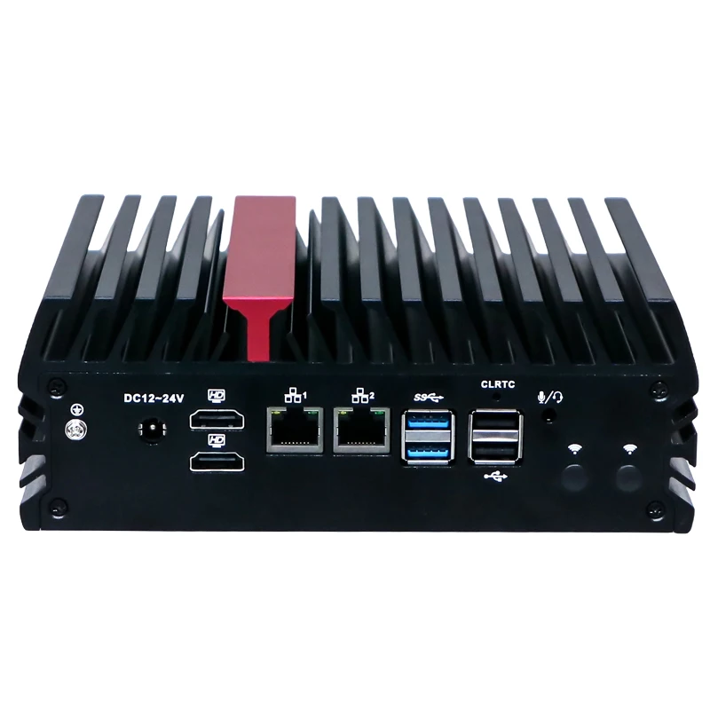 Partaker AMD Ryzen R2314 Fanless Mini PC with 6xCOM & Dual LAN, 12-24V Wide Voltage Embedded PC for AGV AMR