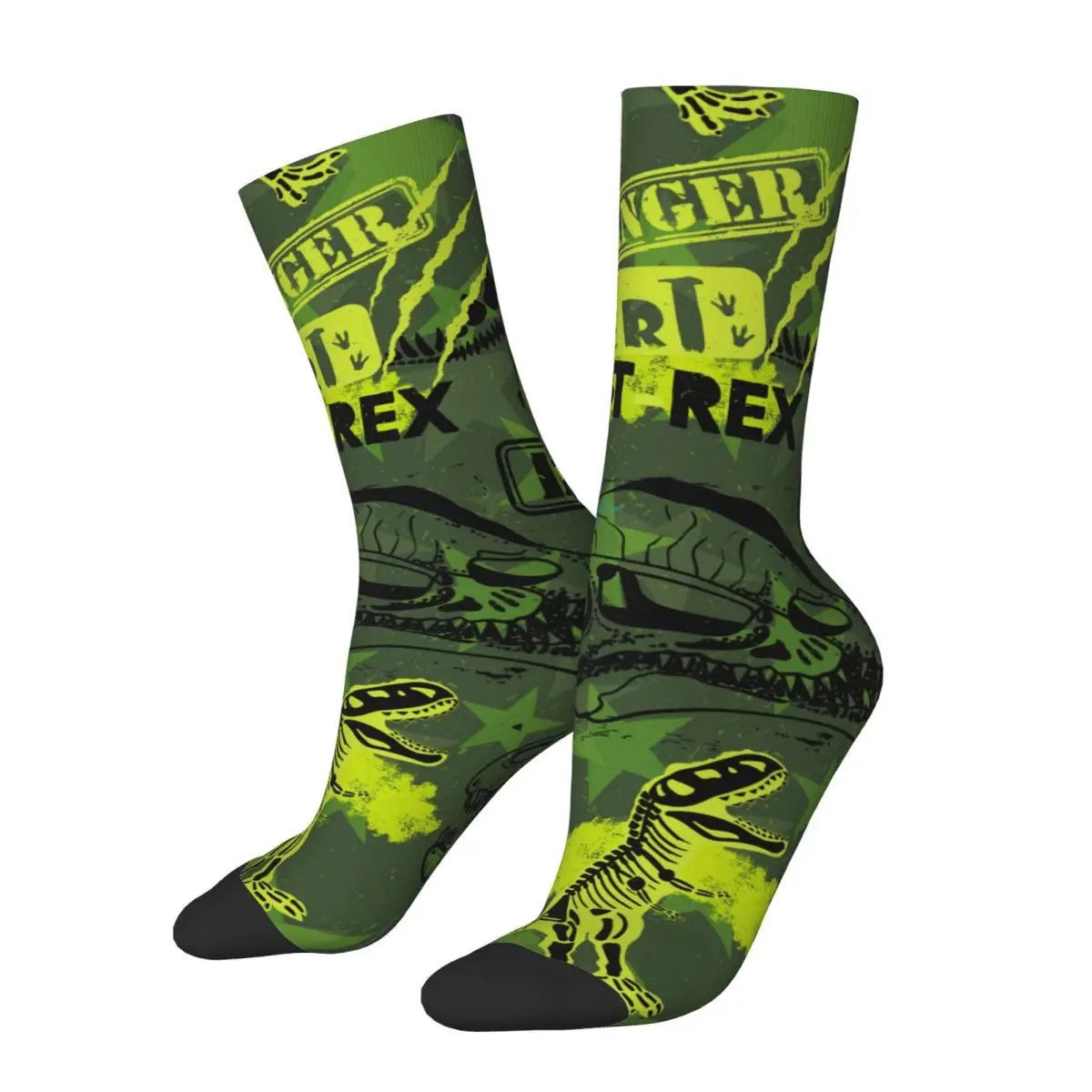 Hip Hop Retro Dino Pattern Crazy Men's Socks Unisex Street Style Seamless Printed Funny Crew Sock Boys Gift