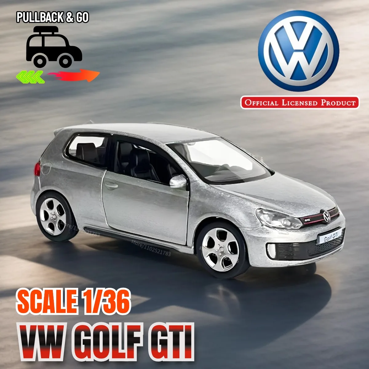 VW GOLF GTI Pullback Car Model 1:36 Scale Replica Diecast Boutique Miniature Art Kid Boy Traffic Vehicle Figure Gift Toy