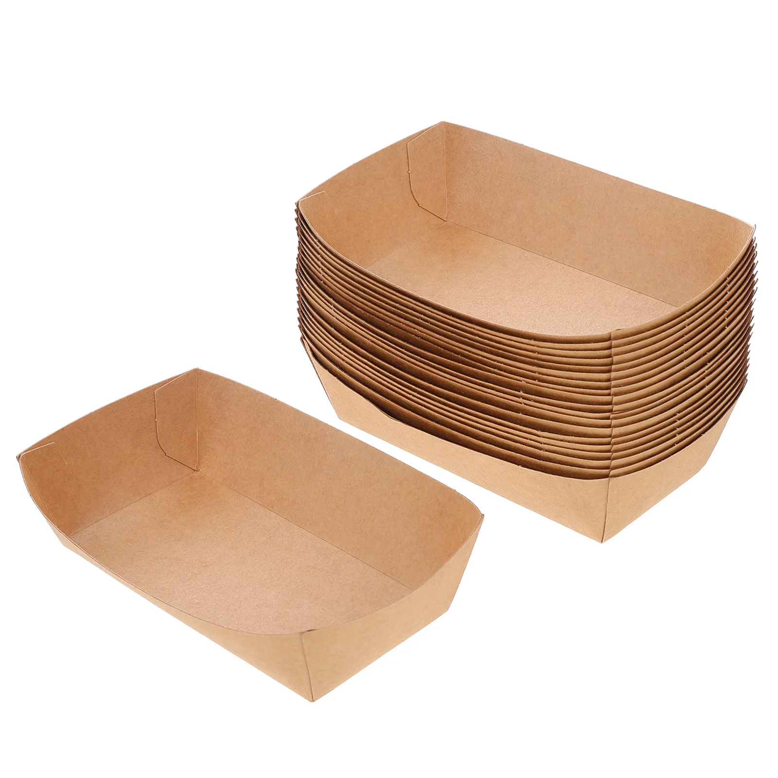 

100pcs Oil-proof Food Boat Dog Trays Snack Holder Light Brown Disposable Waterproof Fries Container Picnic Baking Party