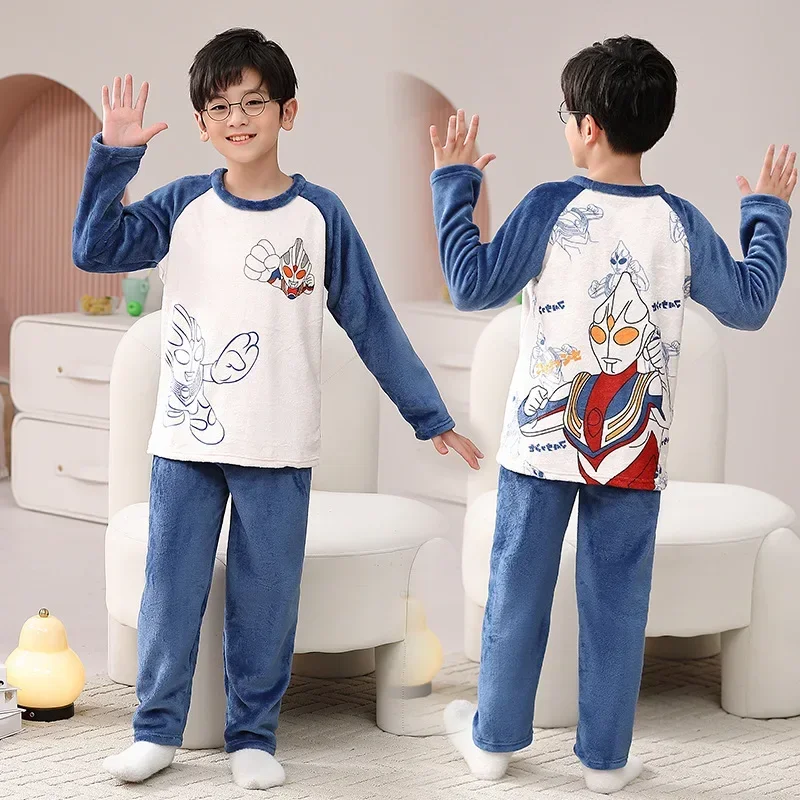 Mininstants-Ensemble de pyjamas animés mignons pour enfants, vêtements de détente chauds, vêtements de nuit d\'hiver, vêtements d\'intérieur pour