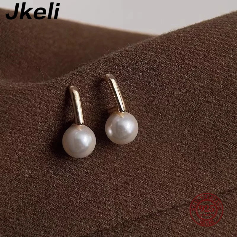 

S925 Sterling Silver French Exquisite Natural Freshwater Pearl Earrings for Women Temperament Wedding Party Jewelry Accessories