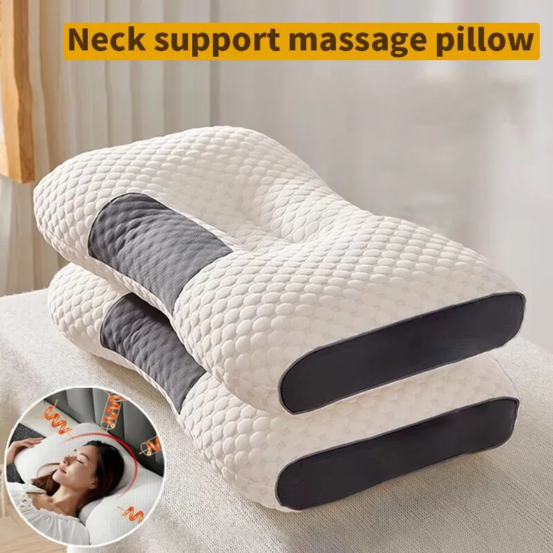 Nouvel oreiller cervical orthopédique en fibre de soja - Oreiller de massage SPA pour le sommeil et la protection du cou à domicile