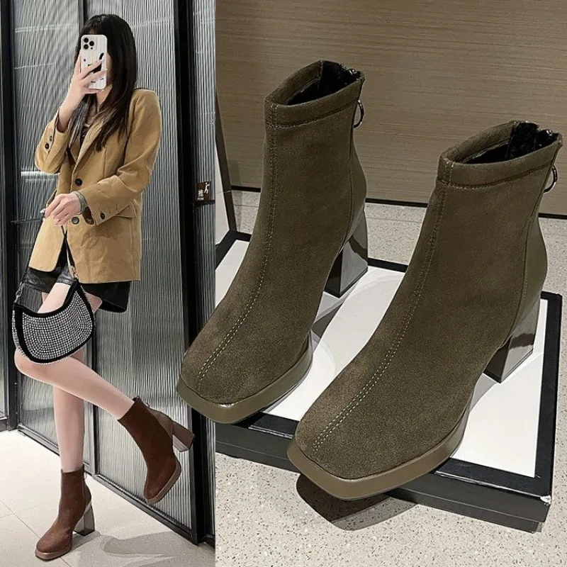 

Высококачественные и модные ботильоны для женщин, модные замшевые дизайнерские зимние ботинки, новинка 2025, платье, сексуальные ботинки